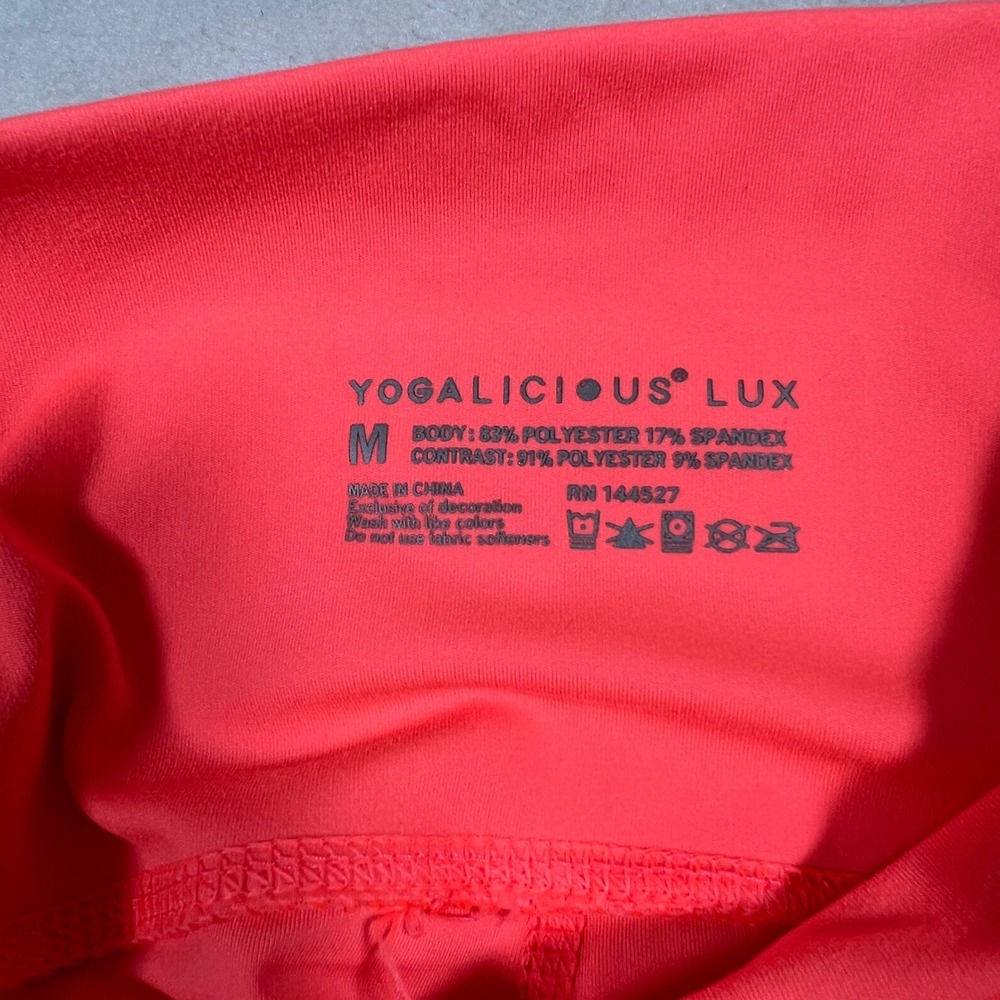 Yogalicious Lux High Waist Athletic Shorts Neon Coral Activewear Gym‎ Medium